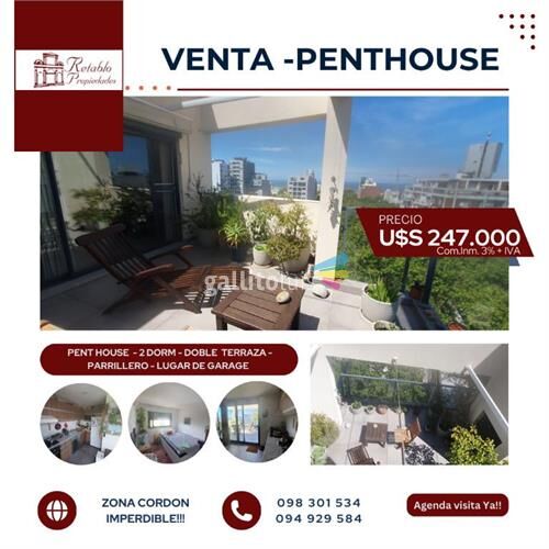 Penthouse - divina vista  -2 dorm +2 terrazas +garage grande