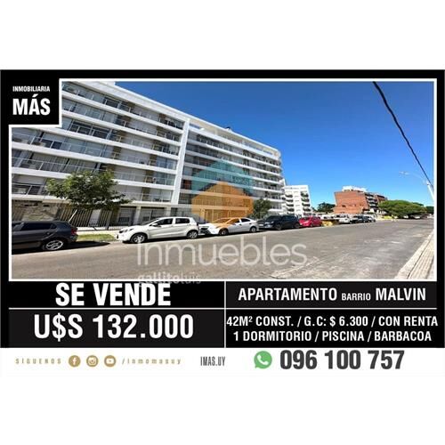Venta apartamento 1 dormitorio malvin montevideo g *...