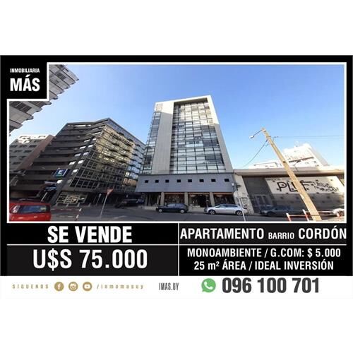 Apartamento venta monoambiente cordón montevideo imas.uy ...